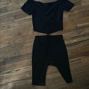 Black Women's Off-Shoulder Top and Shorts Set